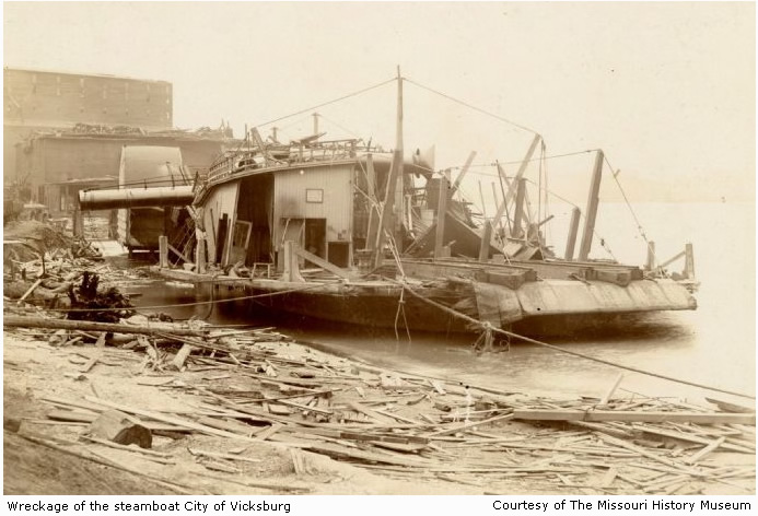 Wreckage of the steamboat City of Vicksburg Wreckage of the steamboat City of Vicksburg