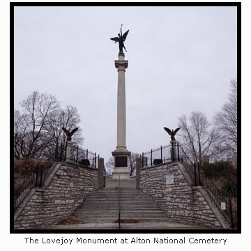 The Lovejoy Monument at Alton National Cemetery