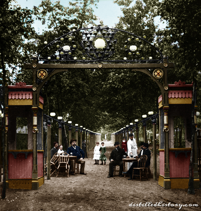 Colorization of Schnaider's Beer Garden Photograph