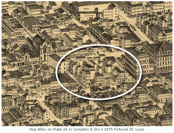 Hop Alley in Plate 24 of Compton & Dry's Pictorial St. Louis