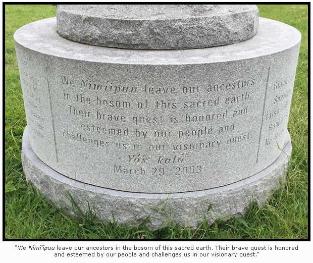 Nez Perce monument inscription